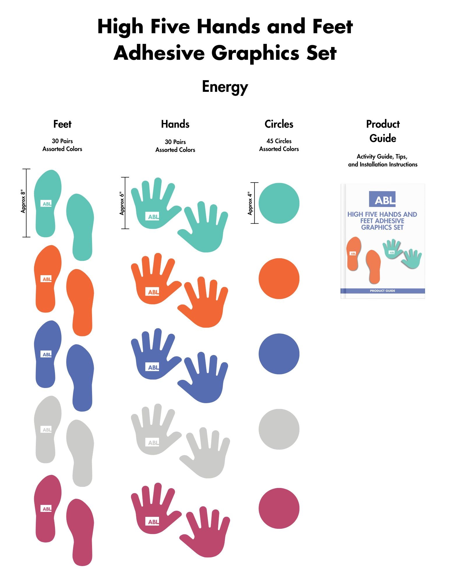 High Five Hands and Feet Adhesive Graphics Set - Action Based Learning