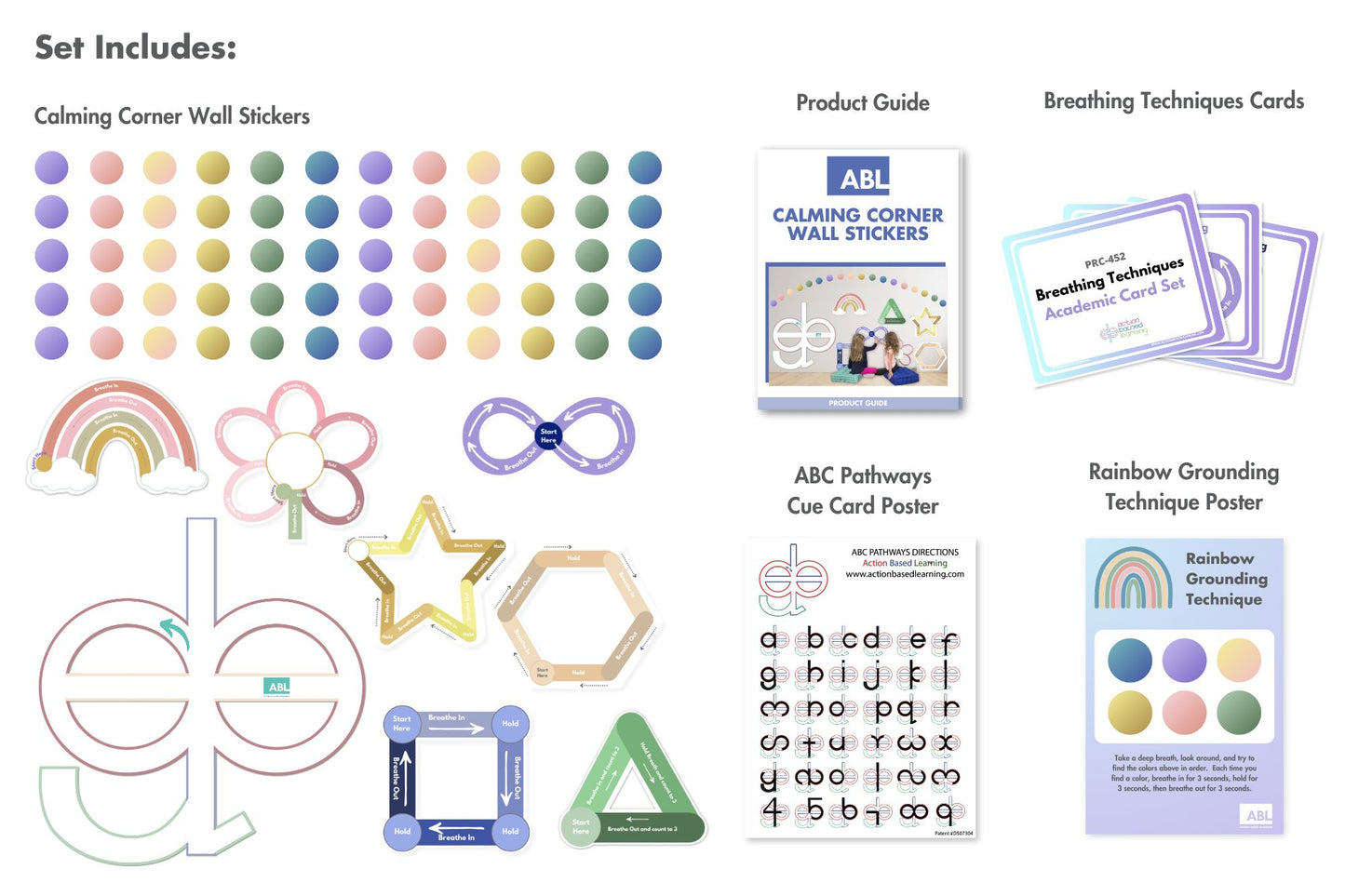 Breathing Techniques Adhesive Wall Graphics Set - Action Based Learning