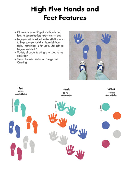 High Five Hands and Feet Adhesive Graphics Set - Action Based Learning